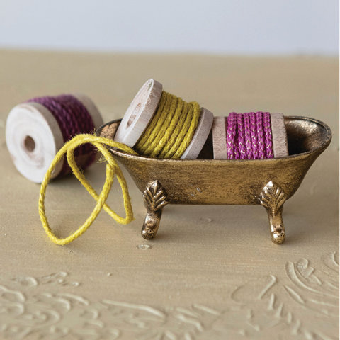 Creative Co-Op pewter bathtub trinket dish, a charming home accessory for jewelry and small items, with detailed bathtub design.