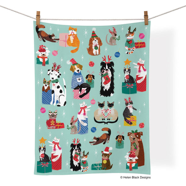 Happy Holidays Cotton Tea Towel - Freshie & Zero Studio Shop