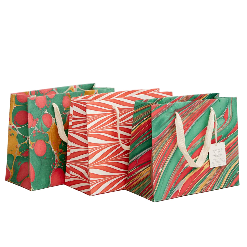 Medium Hand Marbled Gift Bags - Christmas Glitz - Freshie & Zero Studio Shop
