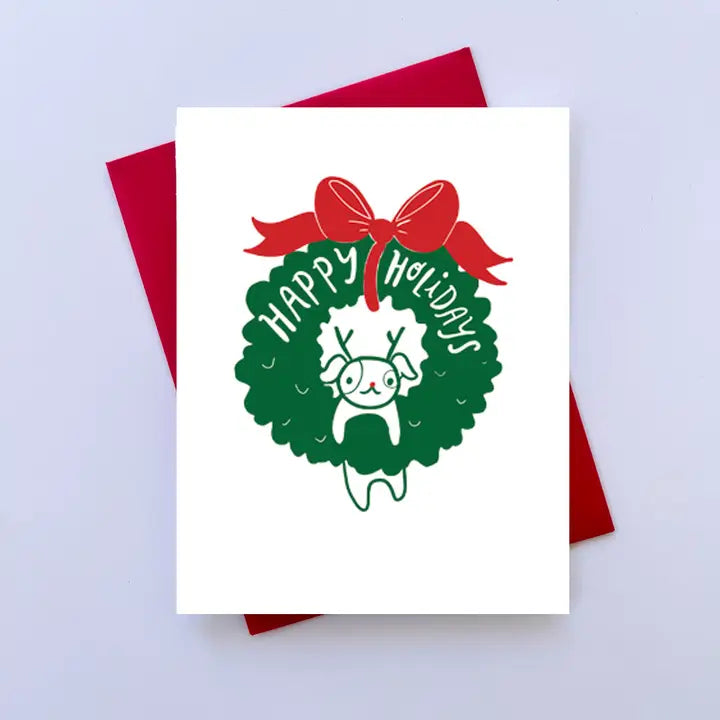 Deck the Puppy Happy Holidays Christmas Card - Freshie & Zero Studio Shop