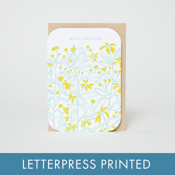 Elegant sympathy floral letterpress greeting card from Egg Press with soft floral design and heartfelt message.