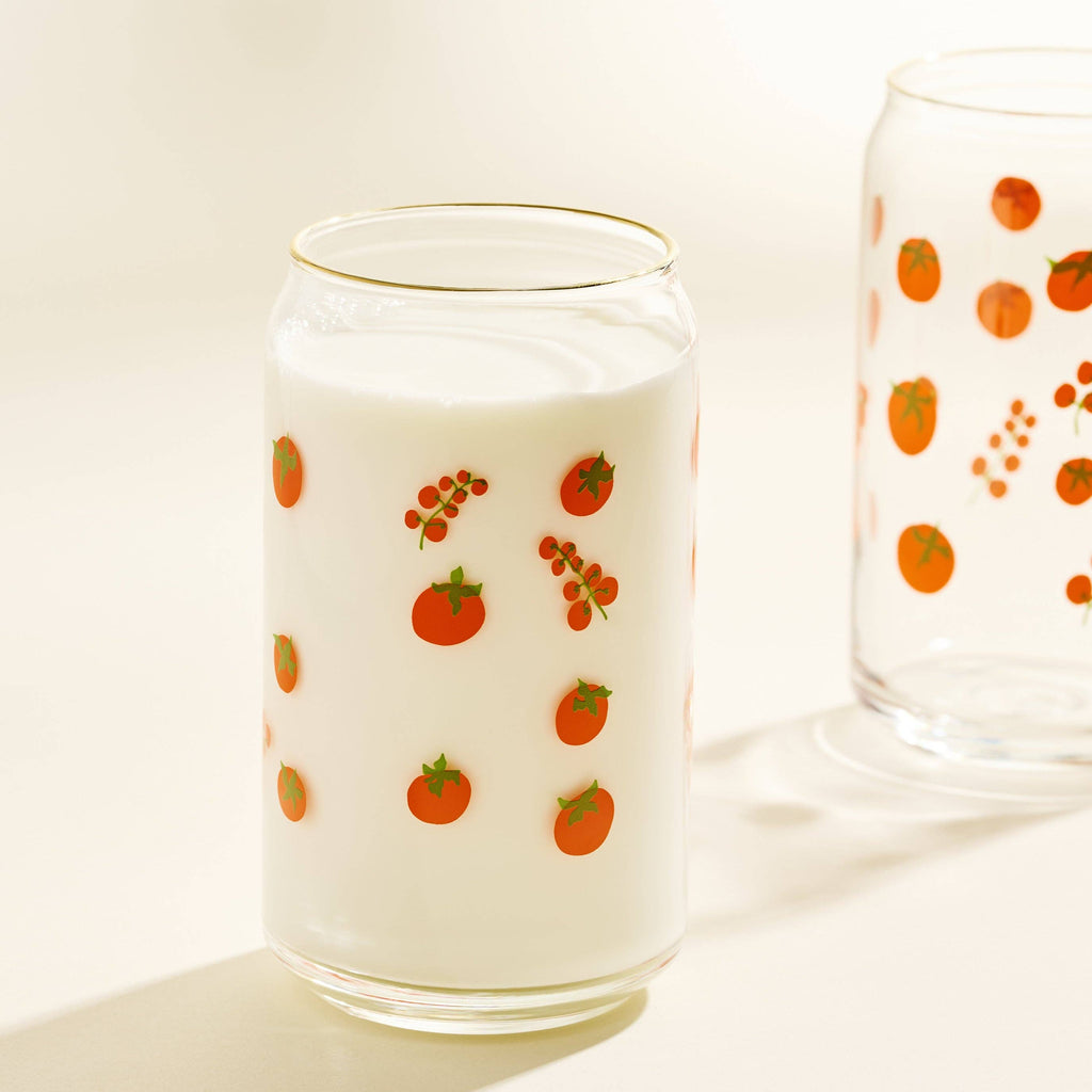 Tomato Gold Rimmed Soda Can Glass - Freshie & Zero Studio Shop
