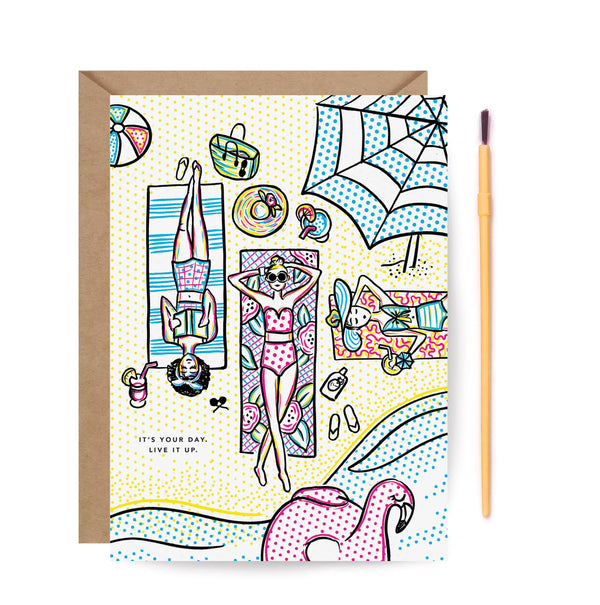 Paint With Water Beachy - Birthday Card - Freshie & Zero Studio Shop