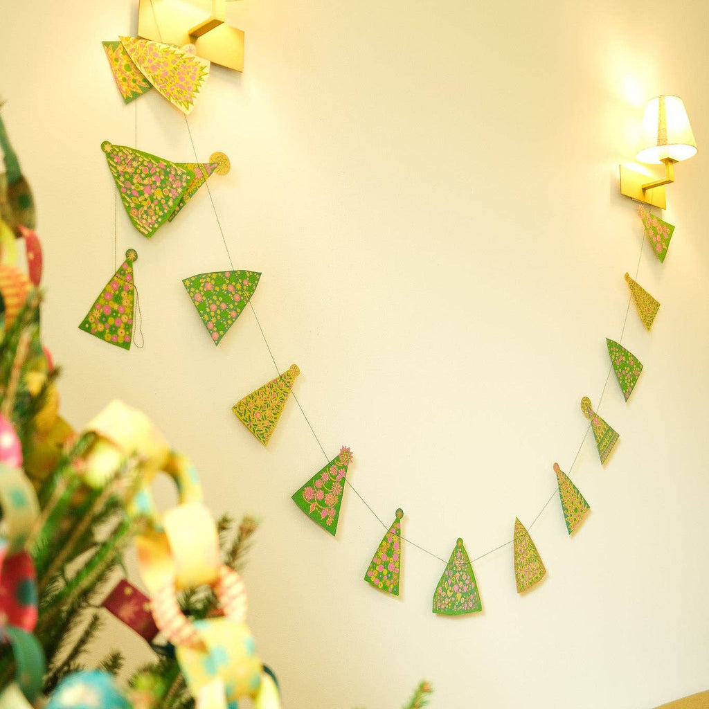 Midcentury Trees Screen Printed Paper Garland by East End Press - Freshie & Zero Studio Shop