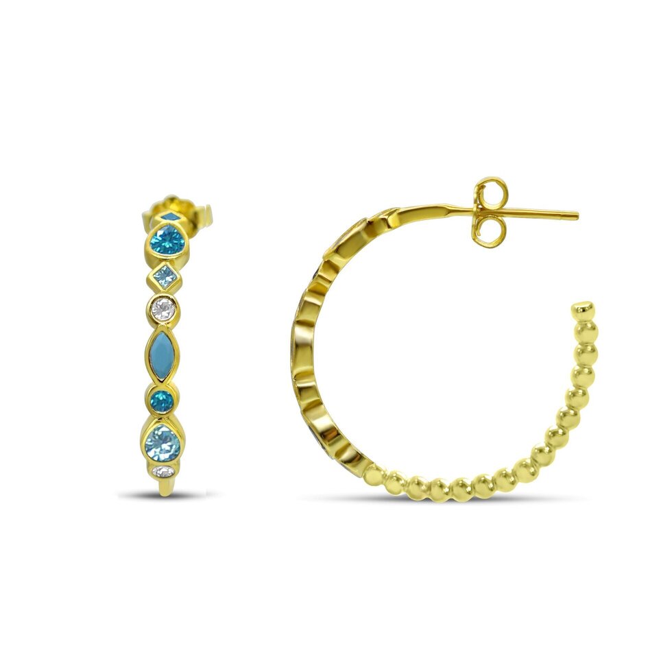 You're a Gem Blue Crystals Gold Hoop Earrings - Freshie & Zero Studio Shop