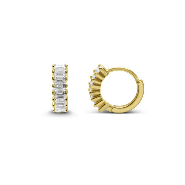 Stacked Baguette Crystals Huggie Hoop Earrings - Freshie & Zero Studio Shop