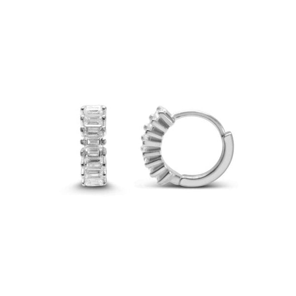 Stacked Baguette Crystals Huggie Hoop Earrings - Freshie & Zero Studio Shop