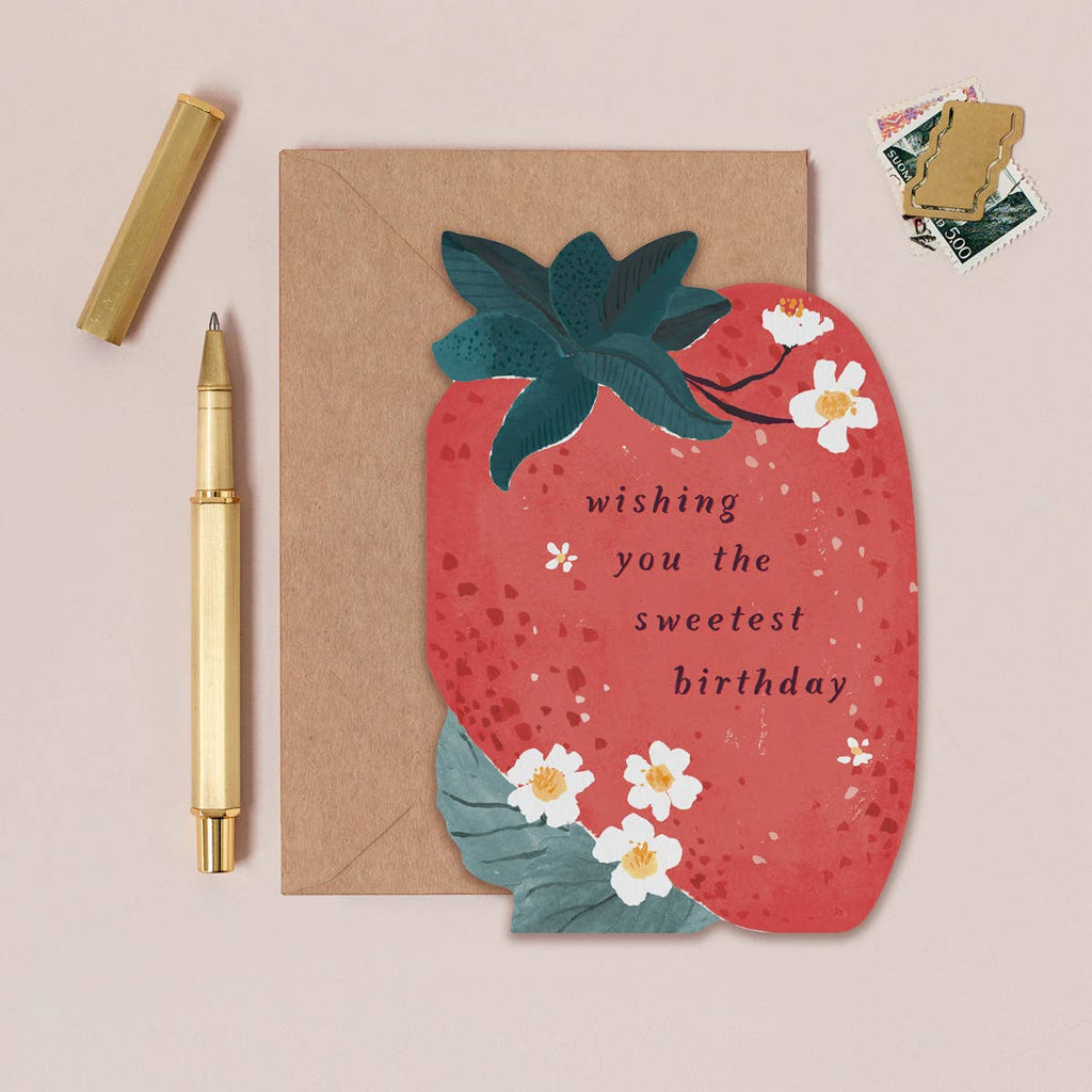 Sweet strawberry birthday card from Sister Paper Co. featuring colorful strawberries and cheerful design for special celebrations.
