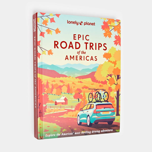 Lonely Planet Epic Road Trips of the Americas book by Hachette Book Group showing a colorful cover with maps and travel imagery.
