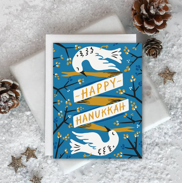 Hanukkah Doves Holiday Greeting Card - Freshie & Zero Studio Shop
