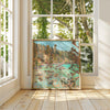 Lake Tahoe art print by El Baker Art, 14x14 poster featuring a scenic lakeside landscape with mountains and trees.