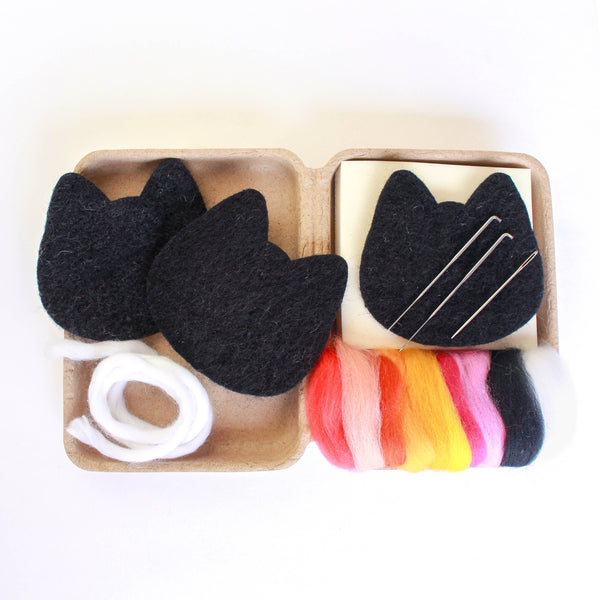 Mini Black Cats Felting Craft Kit  - Freshie & Zero Studio Shop