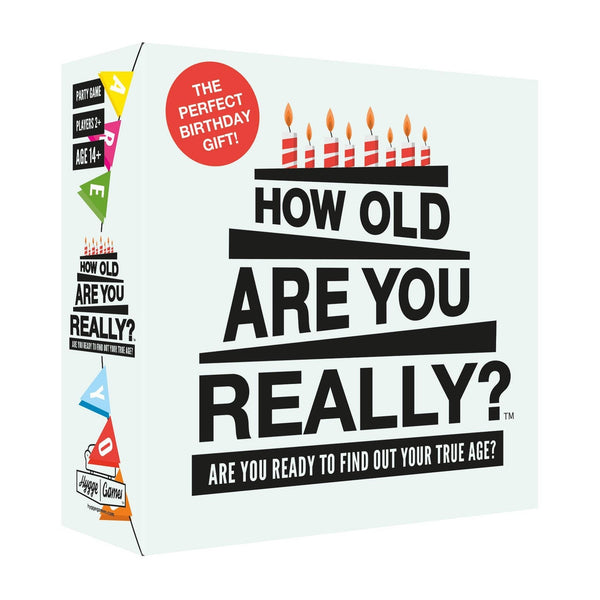 How Old Are You Really? party game by Hygge Games in colorful retail packaging