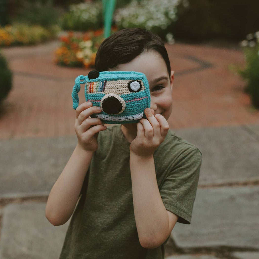 Knit Organic Cotton Polaroid Camera Rattle by Pebble - Freshie & Zero Studio Shop