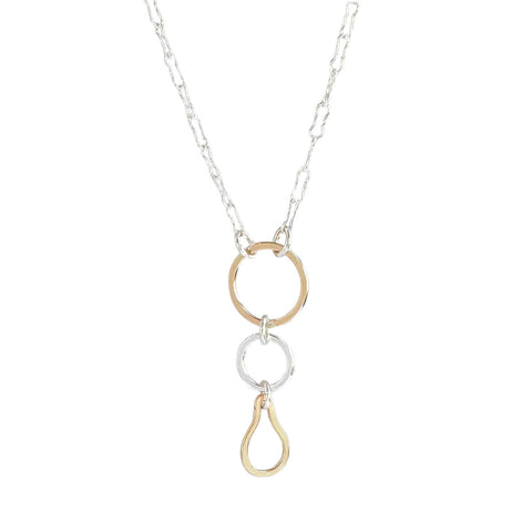 Gold Dune Drops necklace by Freshie & Zero featuring layered chain design and dune-inspired pendant, close-up of the jewelry.
