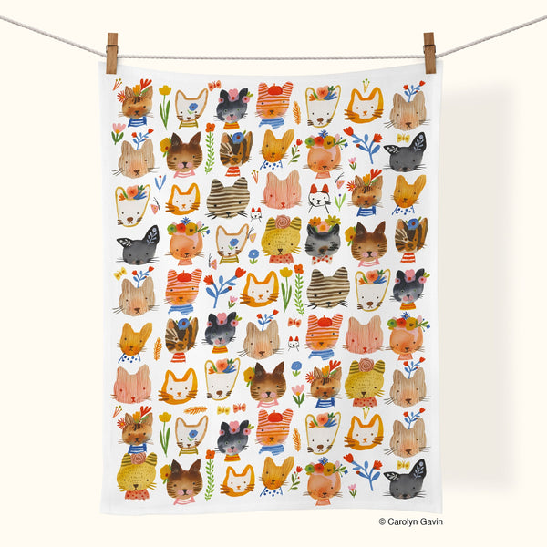 Kitty Parade Tea Towel by Werkshoppe - Freshie & Zero Studio Shop