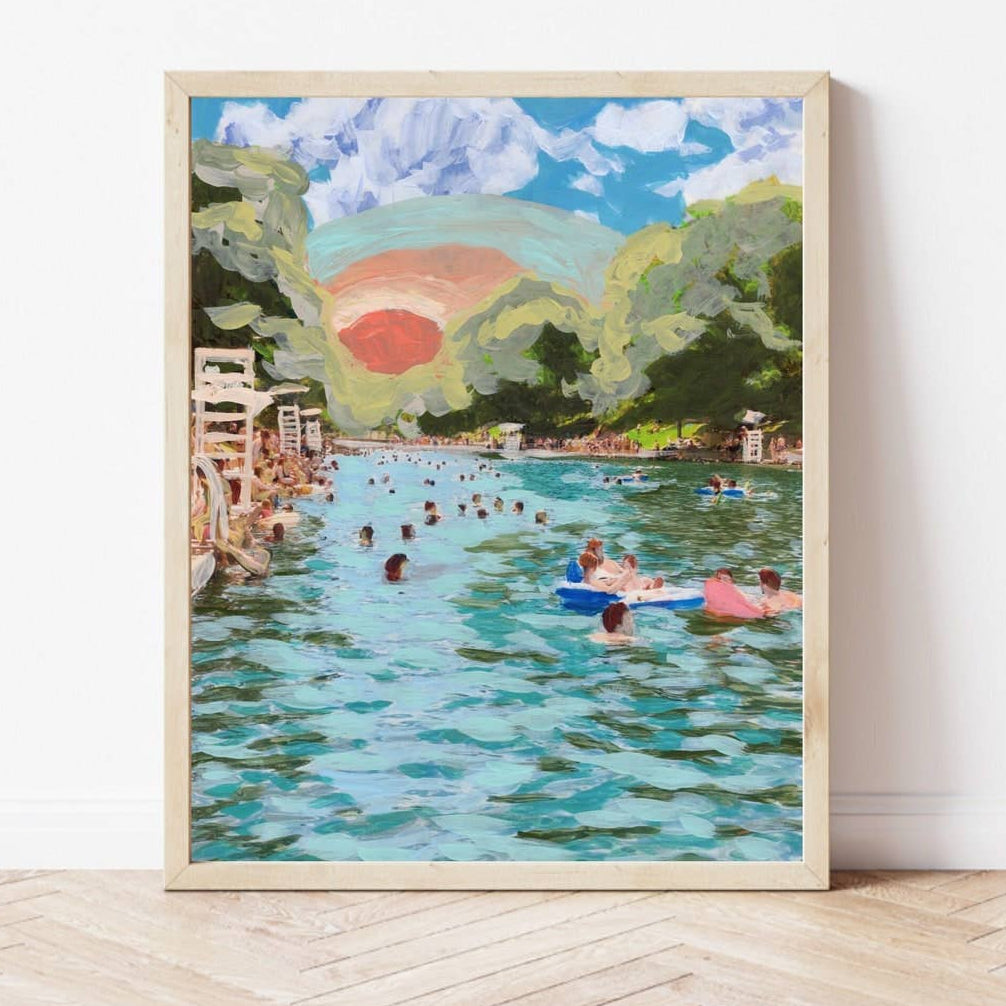 Austin Texas Art Barton Springs Print: 8×10 - Freshie & Zero Studio Shop