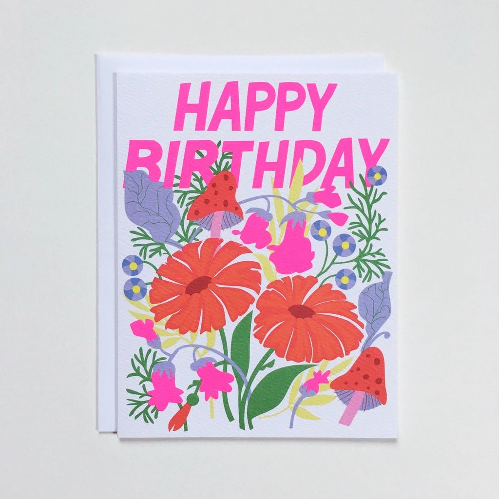 Flower & Mushroom Birthday Card - Freshie & Zero Studio Shop
