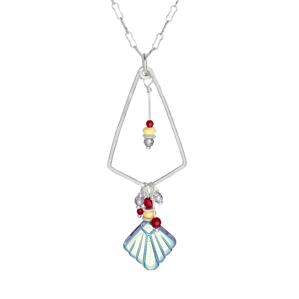 Silver Mosaic Lantern Necklace - purple, red, yellow - Freshie & Zero Studio Shop