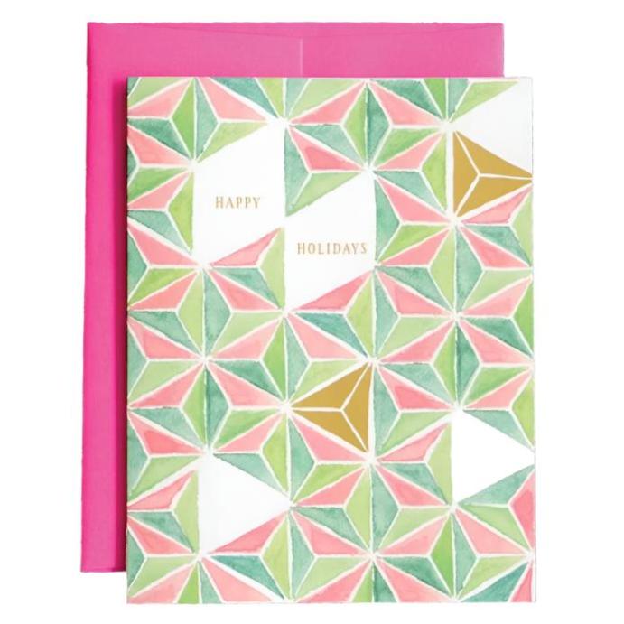 party sally geometric pastel holiday card