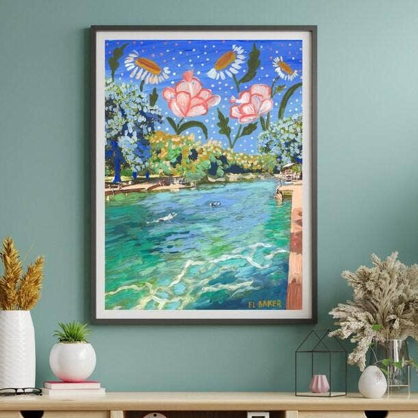 Botanical Barton Springs Print: 11x14 - Freshie & Zero Studio Shop