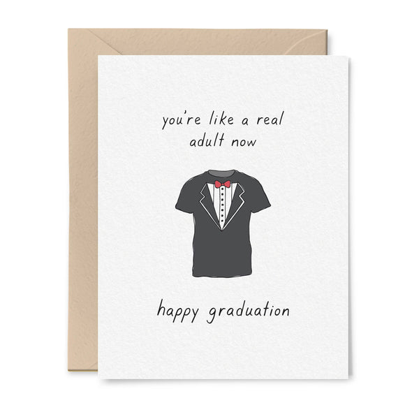 Tuxedo Tshirt Graduation Card - Freshie & Zero Studio Shop