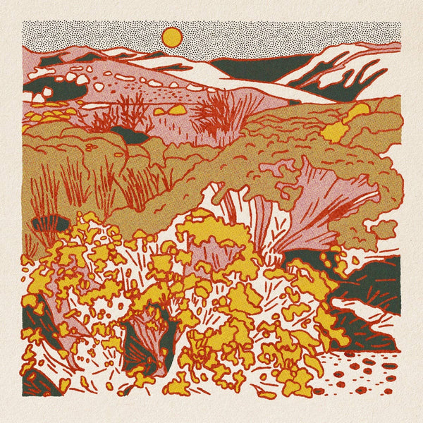Caroline Clark Desert Mountain #2 art print featuring layered desert mountains in warm earthy tones
