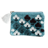 Blue Flowers Embroidered Cotton Velvet Coin Purse - Freshie & Zero Studio Shop