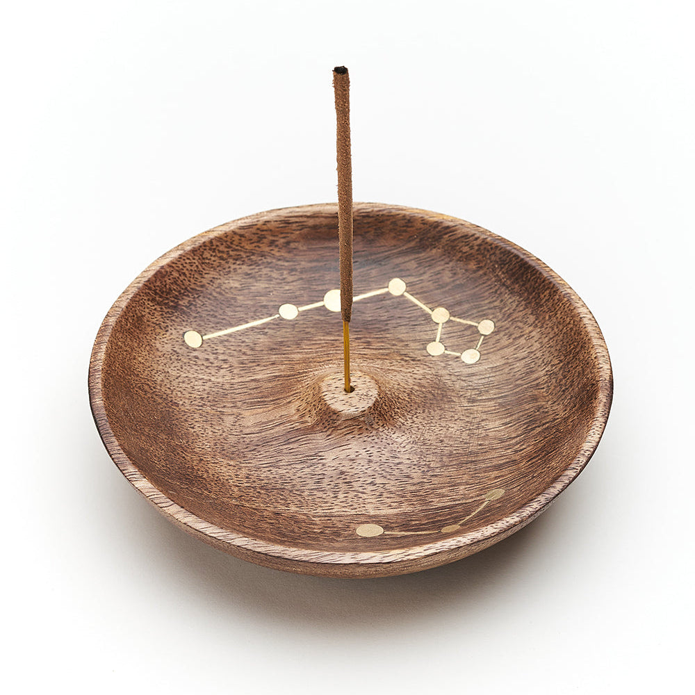 Jyotisha Celestial Round Wood & Brass Incense Holder - Freshie & Zero Studio Shop