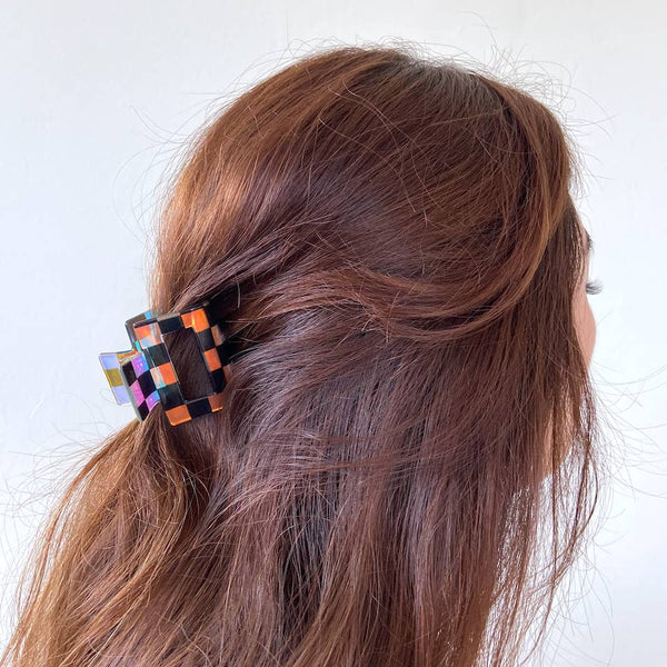 Hair Claw Clips: Checkered Iridescent - Freshie & Zero Studio Shop