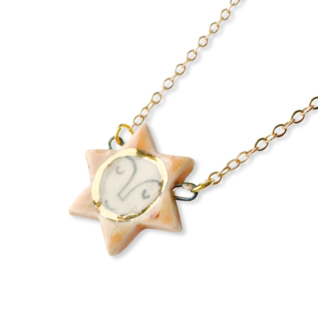 Smiling Sun Ceramic Pendant Handmade Necklace - Freshie & Zero Studio Shop