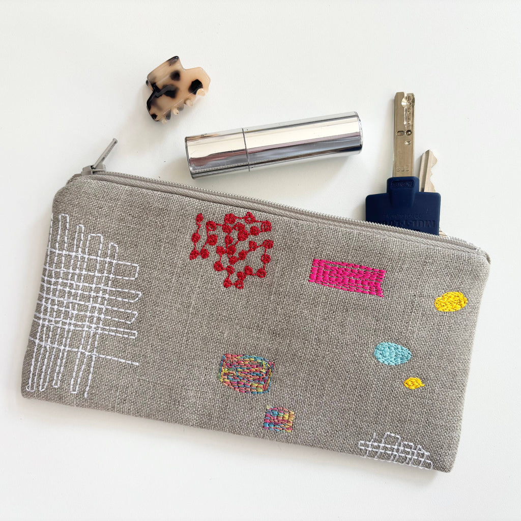 Patches Embroidered Linen Pouch - Freshie & Zero Studio Shop