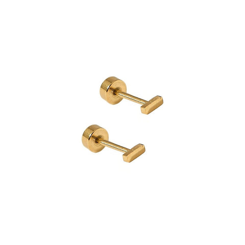 Tiny Micro Bar Flatback waterproof stud earrings by Linny Co, featuring sleek, minimalist design with a flatback style.