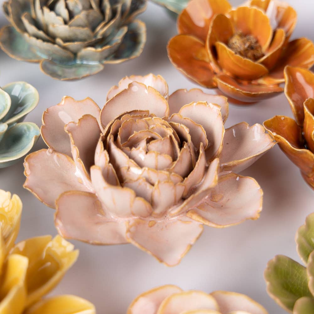 France Collection Ceramic Flower: Rose Pink Camellia - Freshie & Zero Studio Shop