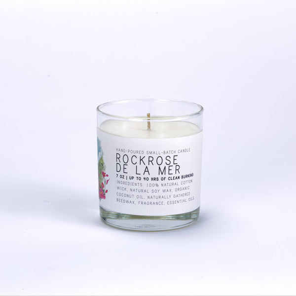 Rockrose de la Mer Medium Glass Candle by Just Bee - Freshie & Zero Studio Shop