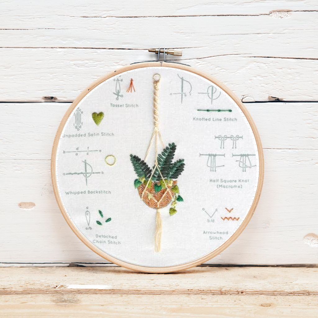 Embroidery Sampler Kit: Hanging Plant | Beginner - Freshie & Zero Studio Shop