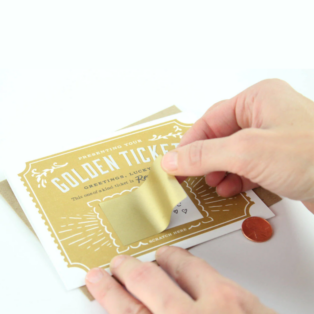 Golden Ticket Scratch-off - Birthday Card - Freshie & Zero Studio Shop