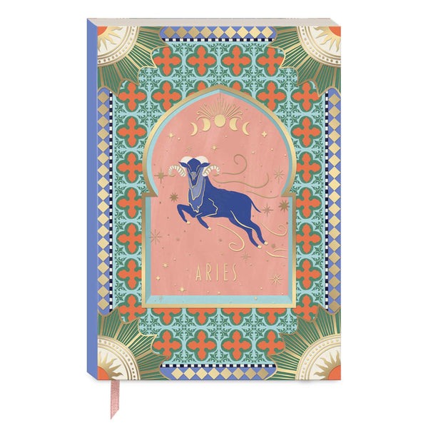 Punch Studio Starlit Zodiac softcover journal with celestial star and zodiac designs on the cover, ideal for note-taking and journaling.