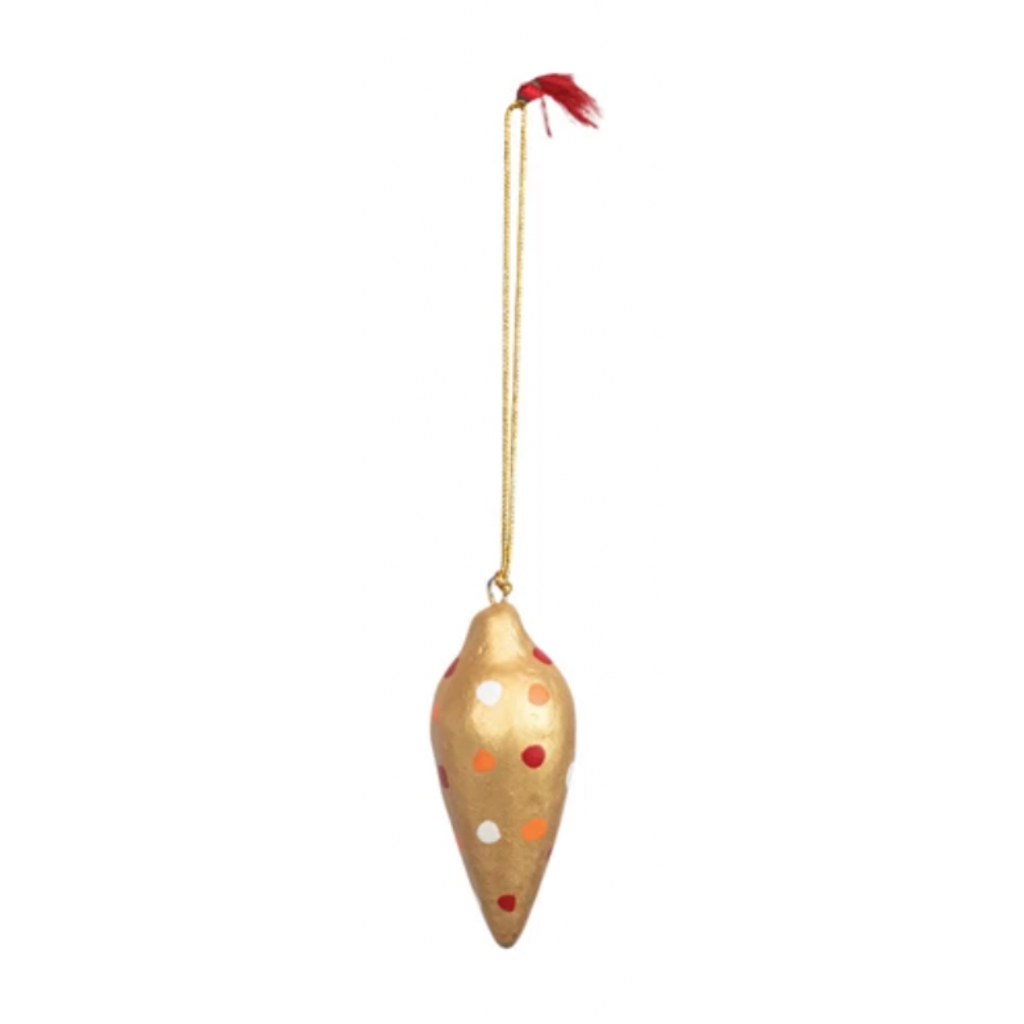 Gold Polka Dot Paper Mache Ornament - Freshie & Zero Studio Shop