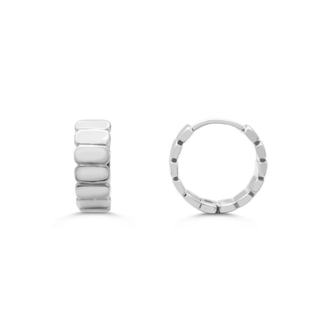 Stia Couture Stacked Pebbles Huggie Hoop Earrings featuring layered pebble design in gold finish.
