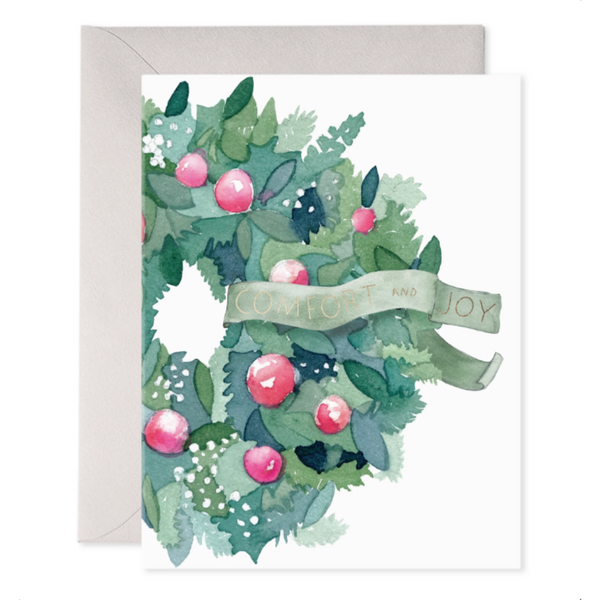 Comfort & Joy Wreath Holiday Card by E. Frances Paper - Freshie & Zero Studio Shop