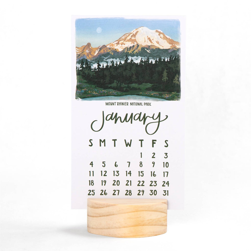 National Parks 2026 Mini Desk Calendar with Wooden Block - Freshie & Zero Studio Shop