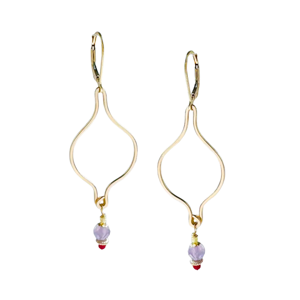 Gold Ogee Earrings - lilac + cherry - Freshie & Zero Studio Shop