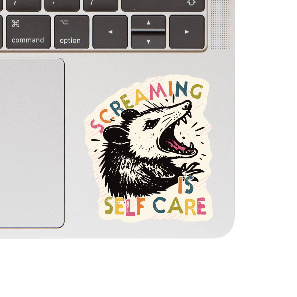 Screaming is Self Care Possum Vinyl Sticker - Freshie & Zero Studio Shop