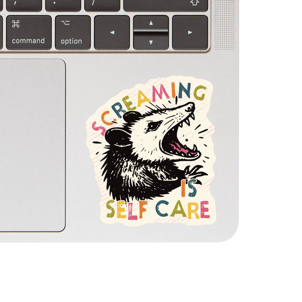 Screaming is Self Care Possum Vinyl Sticker - Freshie & Zero Studio Shop