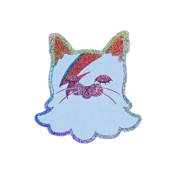 David Bowie Cat Sparkle Sticker - Freshie & Zero Studio Shop