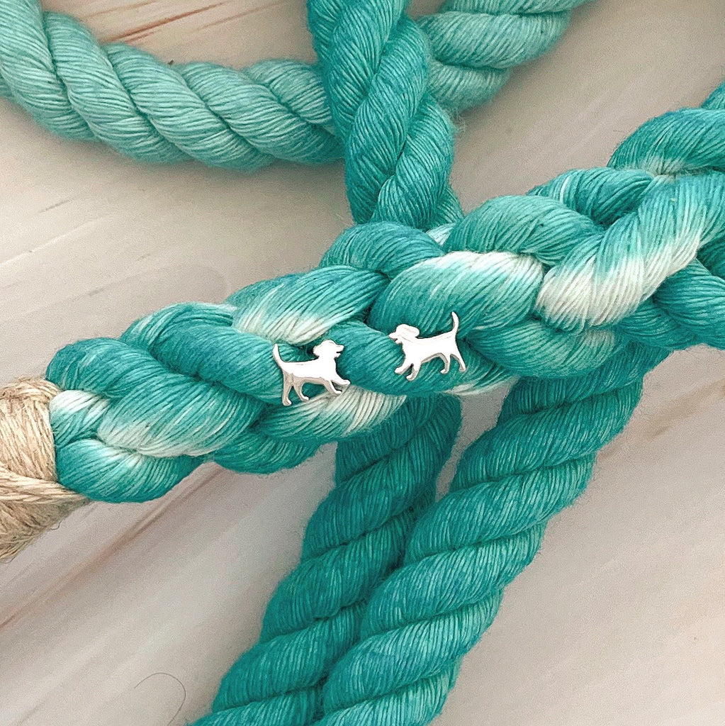 Tiny Stud Earrings: Silver Puppy - Freshie & Zero Studio Shop