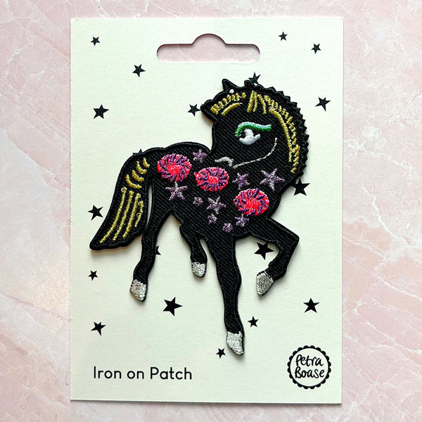 Iron on Patch - Fancy Black Pony - Freshie & Zero Studio Shop