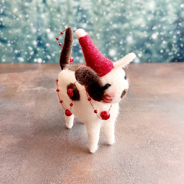 Calico Christmas Cat Felt Ornament - Freshie & Zero Studio Shop