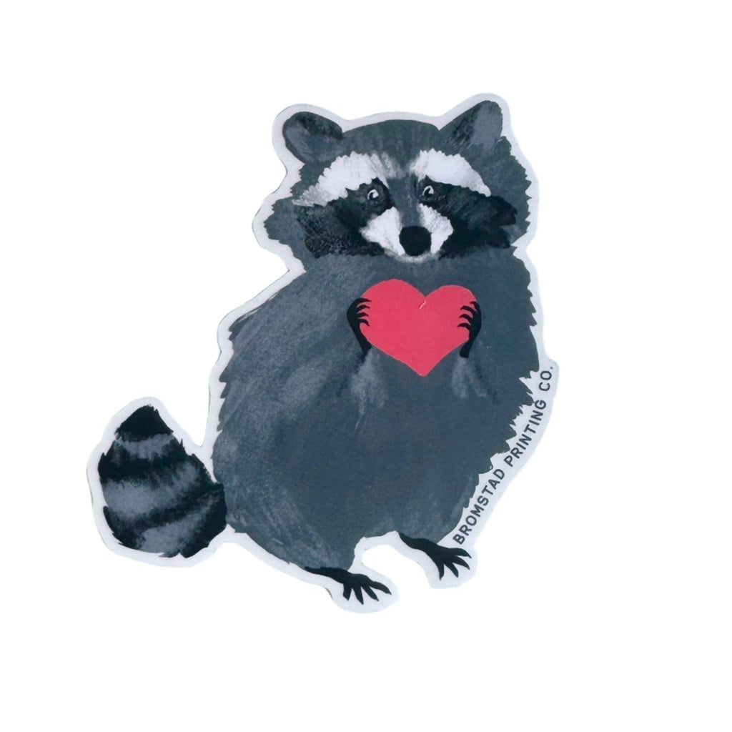 raccoon with heart sticker